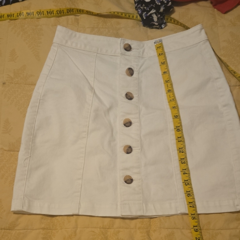 LOFT White Button-Front Mini Skirt - Picture 3 of 6